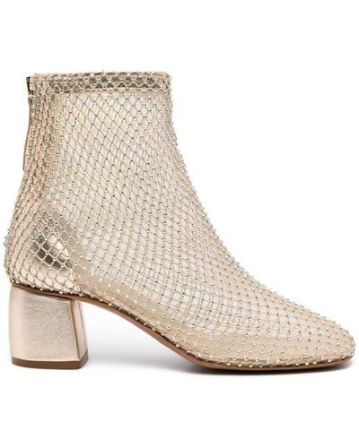 Forte Forte Strass Mesh Anckle Boots Shoes - Natural