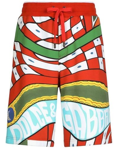 Dolce & Gabbana Abstract-pattern Drawstring Shorts - Green