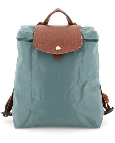 Longchamp Nylon And Leather Le Pliage Original Backpack - Blue