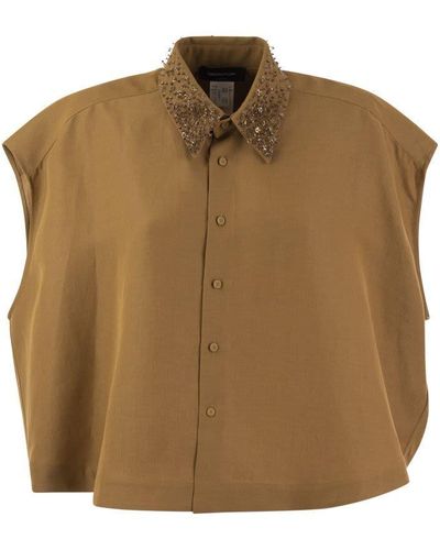 Fabiana Filippi Fluid Linen And Viscose Shirt - Brown