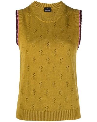 Paul Smith Pointelle-Knit Wool-Blend Top - Green