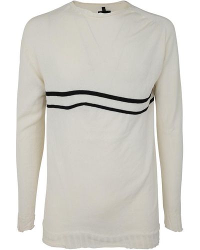 MD75 Striped Round Neck Pullover Clothing - White