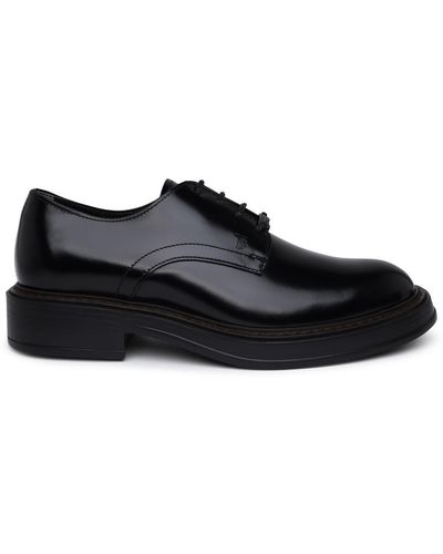 Tod's Black Leather Lace Up Shoes