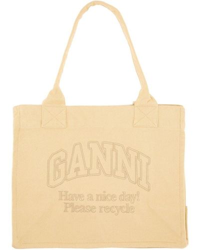 Ganni 'easy' Cream Recycled Cotton Shopping Bag - Natural