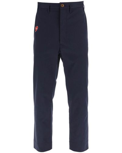 Vivienne Westwood Cropped Cruise Pants Featuring Embroidered Heart-shaped Logo - Blue