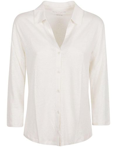 Majestic Filatures 3/4 Sleeve Linen Shirt - White
