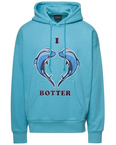 BOTTER I Love - Dolphins' Hoodie In Organic Cotton - Blue