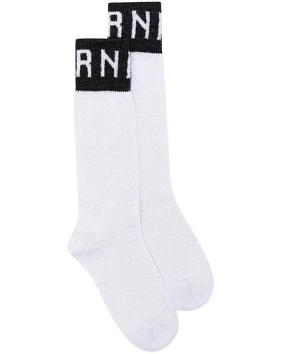 Marni Lurex Ribbed-knit Socks - White