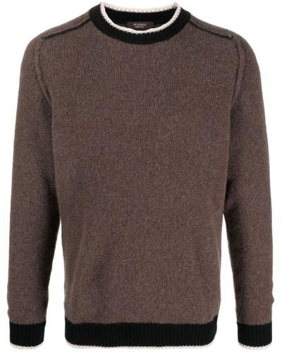 Peserico Contrasting-trim Fine-knit Sweater - Brown