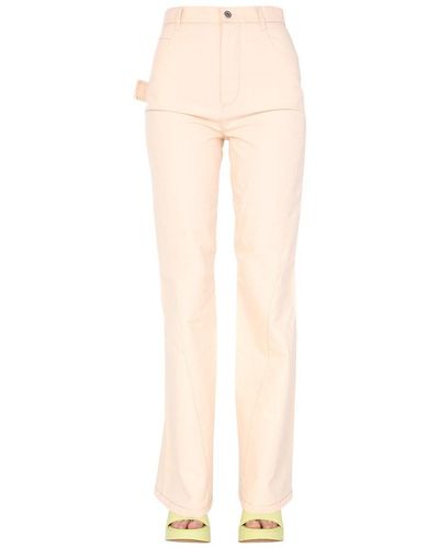 Bottega Veneta Cotton Denim Flared Jeans - Pink