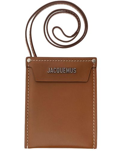 Jacquemus 'le Porte Poche Meunier' Brown Wallet With Logo Lettering In Leather Man