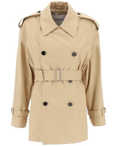 Burberry Double-breasted Midi Trench Coat - Natural