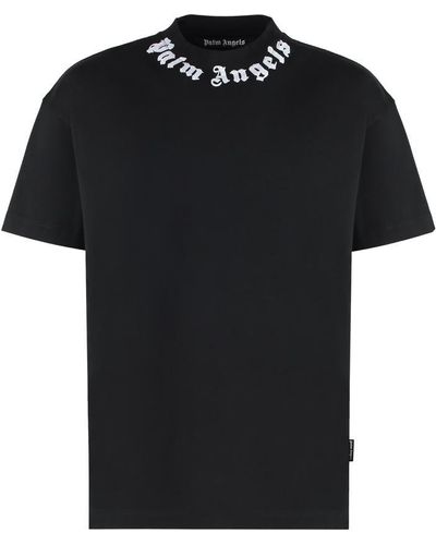 Palm Angels Cotton Crew-Neck T-Shirt - Black