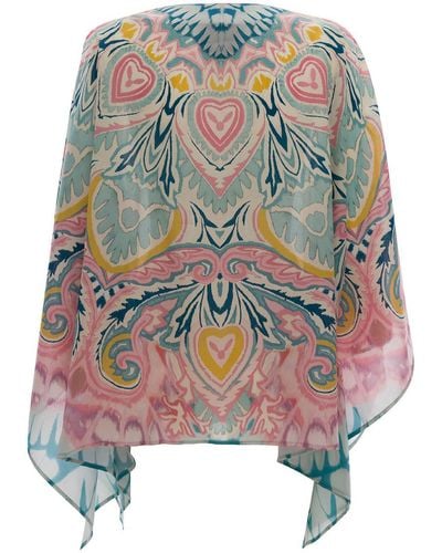 Etro Multicolored Oversize Poncho With Graphic Print All-Over