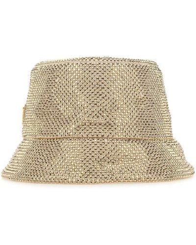 Prada Crystal-embellished Satin Bucket Hat - Natural