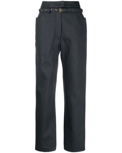 Veronique Leroy Belted-waist Tailored Pants - Blue