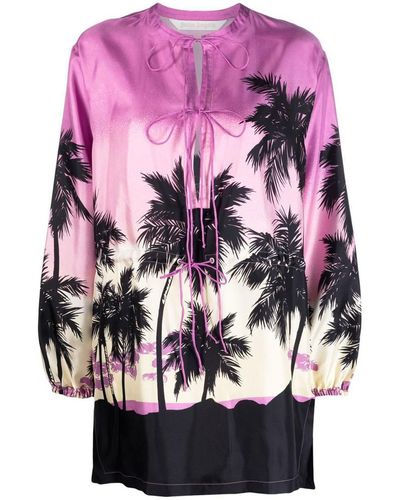 Palm Angels Graphic-print Long-sleeve Top - Pink