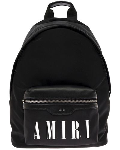 Amiri Black Nylon Backpack With Logo Print