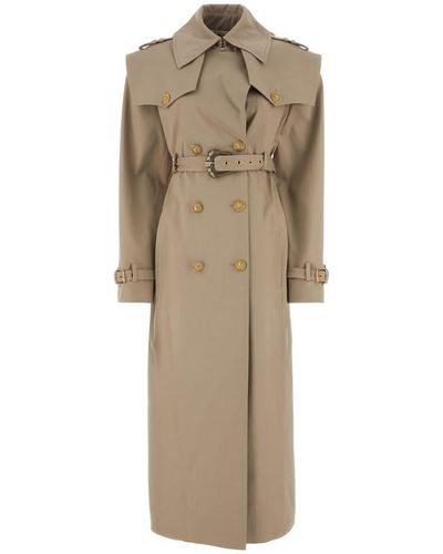 Balmain Maxi Cotton Trench Coat - Natural