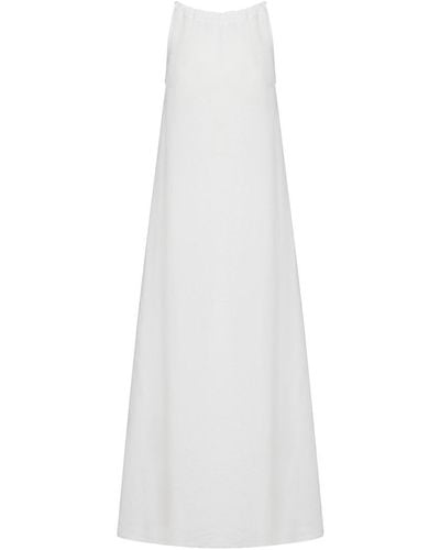 120% Lino Day Evening Dress - White