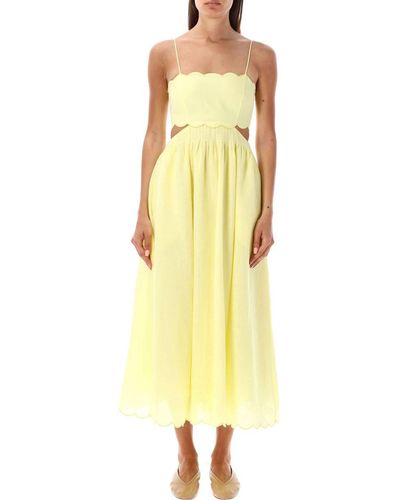 Zimmermann Halliday Solid Scallop Dress - Yellow