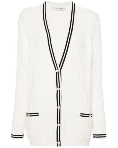 Alessandra Rich Contrasting Edge Cardigan Clothing - Natural