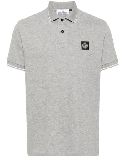 Stone Island Piqué Cotton Polo Shirt - Gray