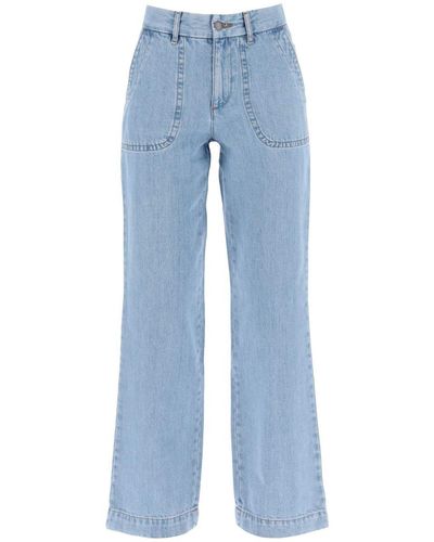 A.P.C. 'seaside' Jeans With Wide Leg - Blue