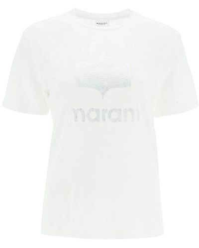 Isabel Marant Isabel Marant Etoile 'zewel' T-shirt With Metallic Logo - White