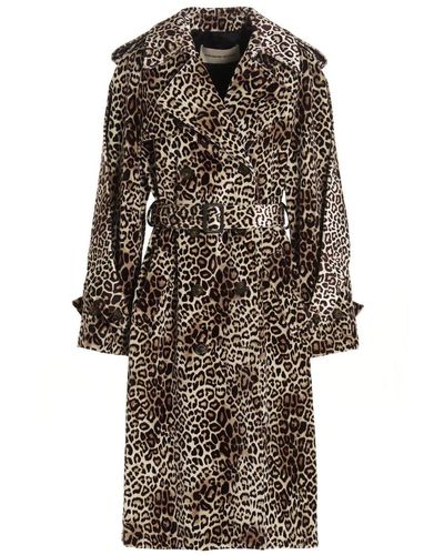 Alexandre Vauthier Leopard Velvet Trench Coat - Multicolour