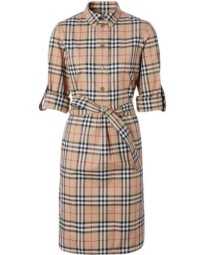 Burberry Vintage Check Tie-waist Shirt Dress - Multicolor