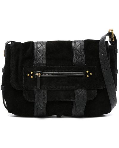 Jérôme Dreyfuss Logo-Debossed Suede Shoulder Bag - Black