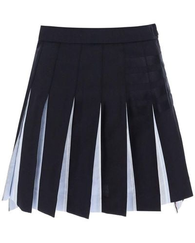 Thom Browne 4 Bar Pleated Mini Skirt - Blue