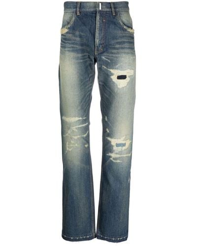 Givenchy Distressed Straight-leg Jeans - Blue