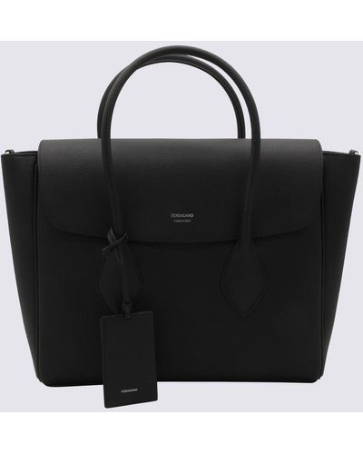 Ferragamo Leather Easy West Tote Bag - Black
