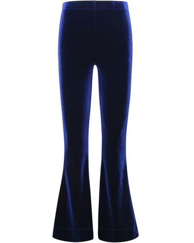 Ganni 'flared' Velvet Jersey Pants - Blue