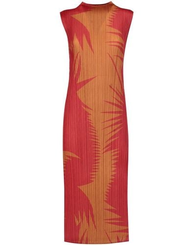 Issey Miyake Printed Tube Long Dress - Red