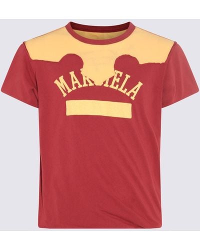 Maison Margiela Red And Yellow Cotton Decortique' T-shirt - Pink
