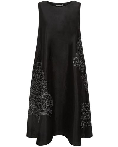 Varana Silk Dress W/rabari Embroidery Clothing - Black