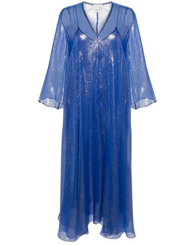 Forte Forte Chiffon Lurex Long Dress - Blue