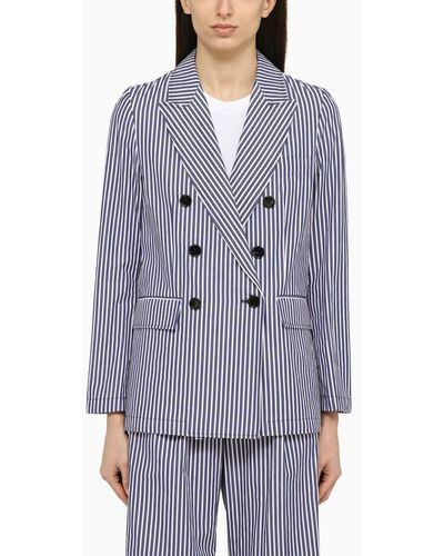 Department 5 Ari Double-breasted Striped Jacket - Blue