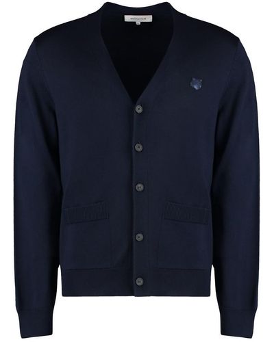 Maison Kitsuné Wool Cardigan - Blue