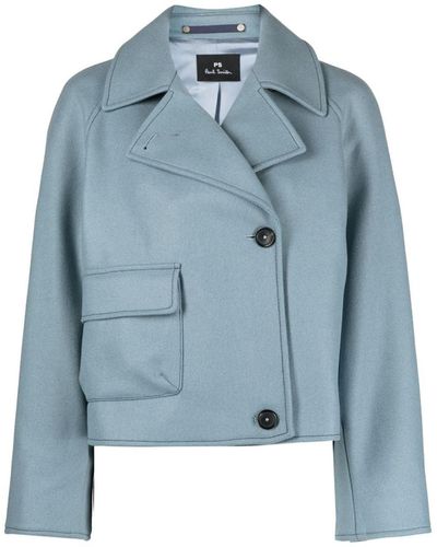 PS by Paul Smith Notched Biker Jacket - Blue