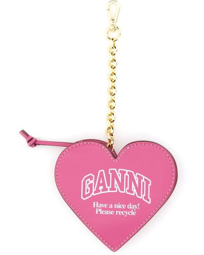 Ganni "funny Heart" Coin Purse - Pink