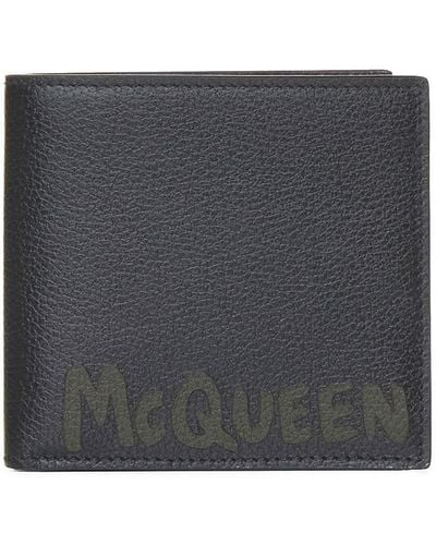 Alexander McQueen Logo Leather Bifold Wallet - Grey