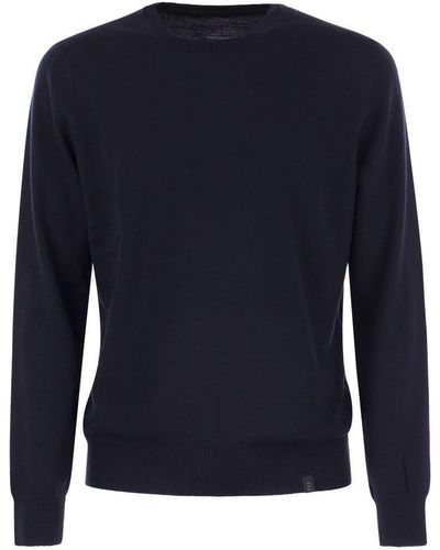 Fay Wool Crew-Neck Pullover - Blue