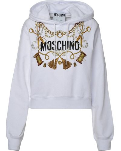 Moschino White Cotton Sweatshirt - Gray