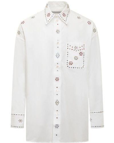 Bluemarble Rhinestone Embellishment Cotton Shirt - White
