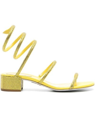 Rene Caovilla Cloe Satin Sandals - Yellow