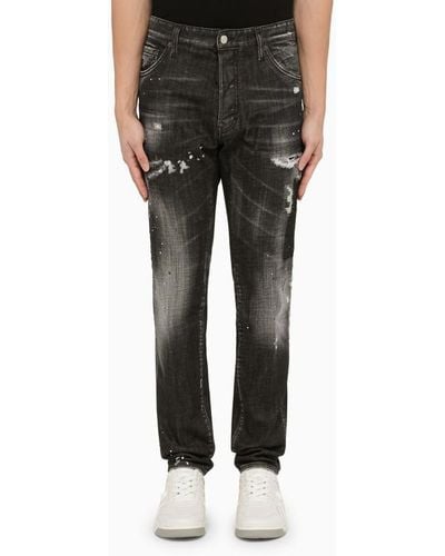 DSquared² Black Washed Denim Regular Jeans With Wear